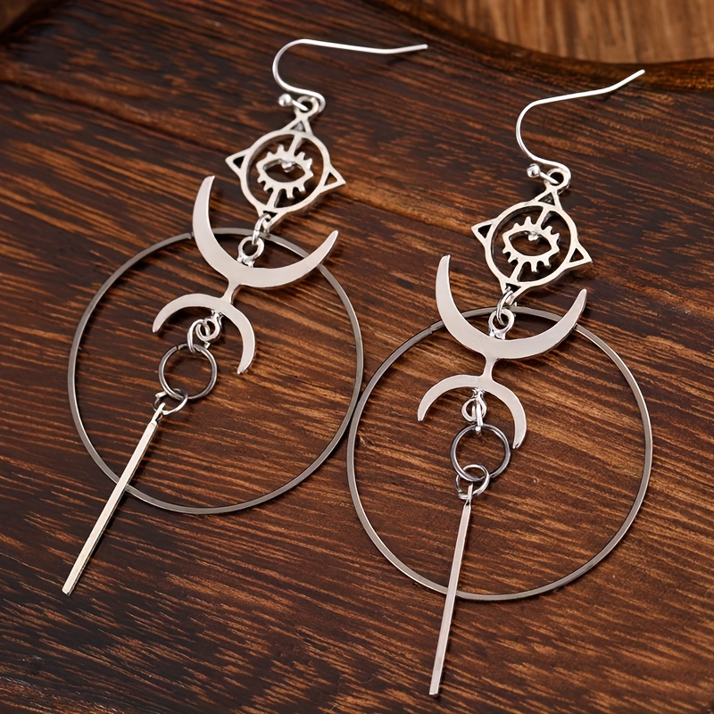Women's Vintage Latin-Style Crescent-Shaped Long Drop Earrings